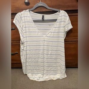 Striped V neck T shirt